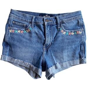 Hollister Women's denim short-short high rise vintage stretch embroidered size 7